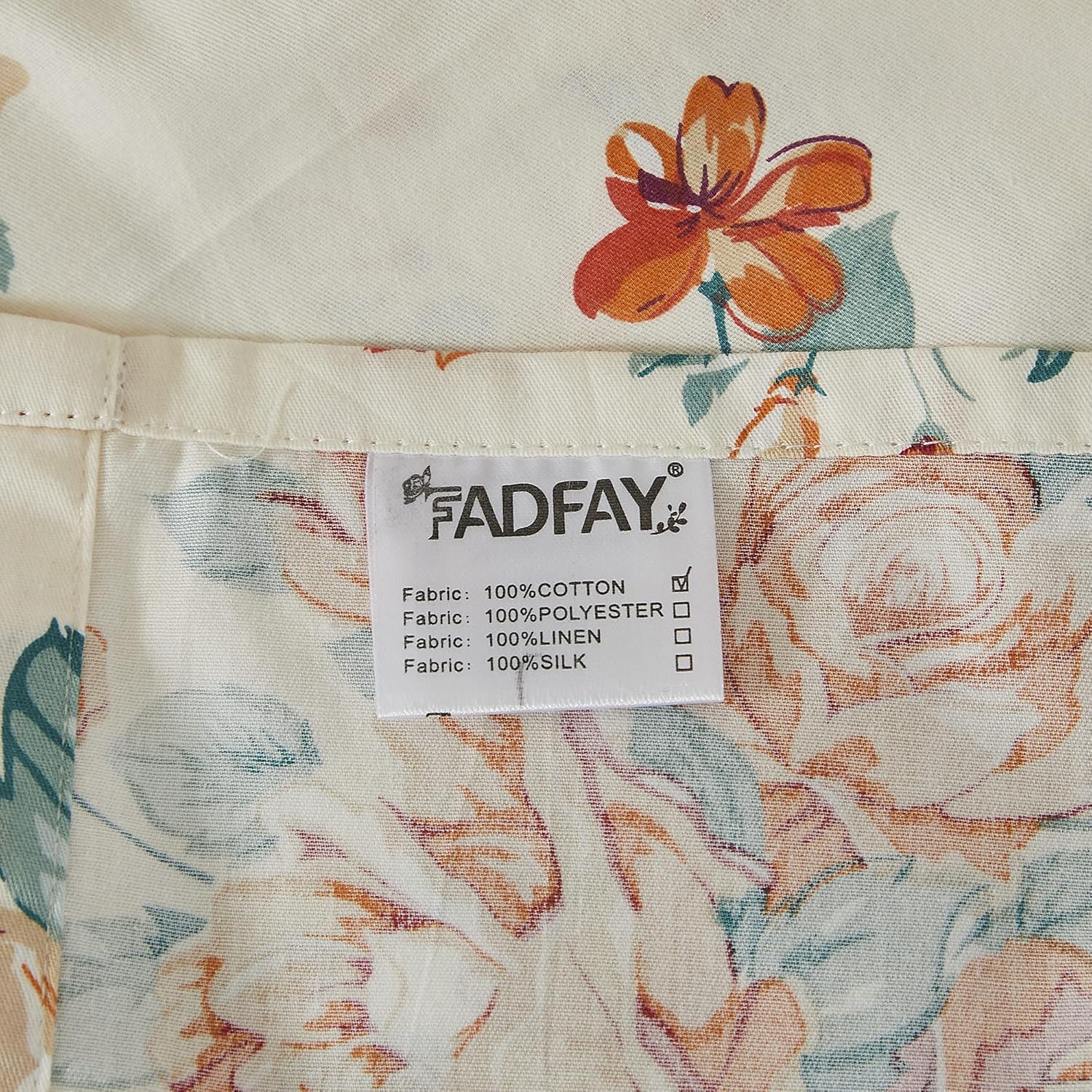 FADFAY Rose Beige Floral Shabby Bed Sheet Set 4Pcs