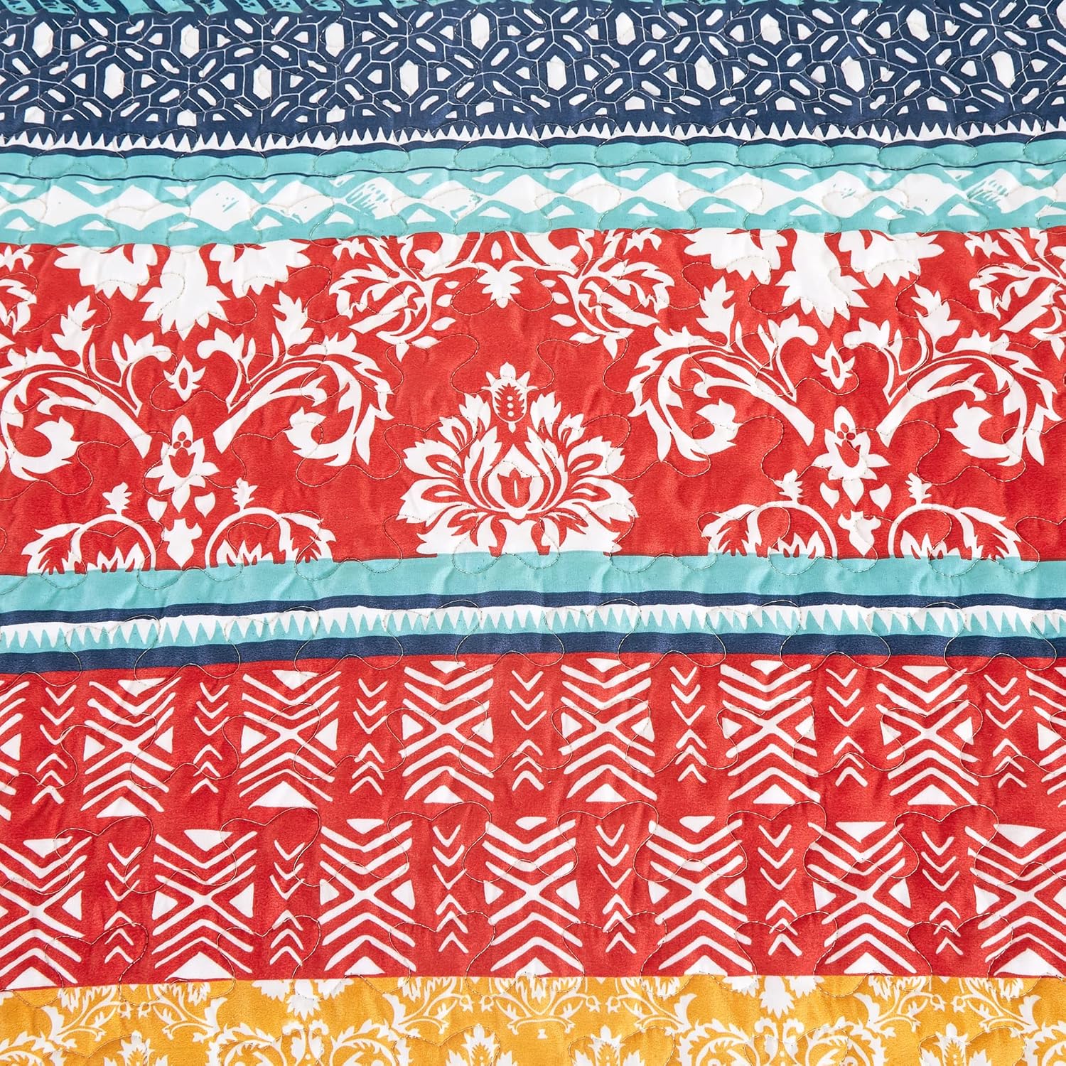 Chezmoi Collection Amara 3-Piece Boho Stripe Quilt Set