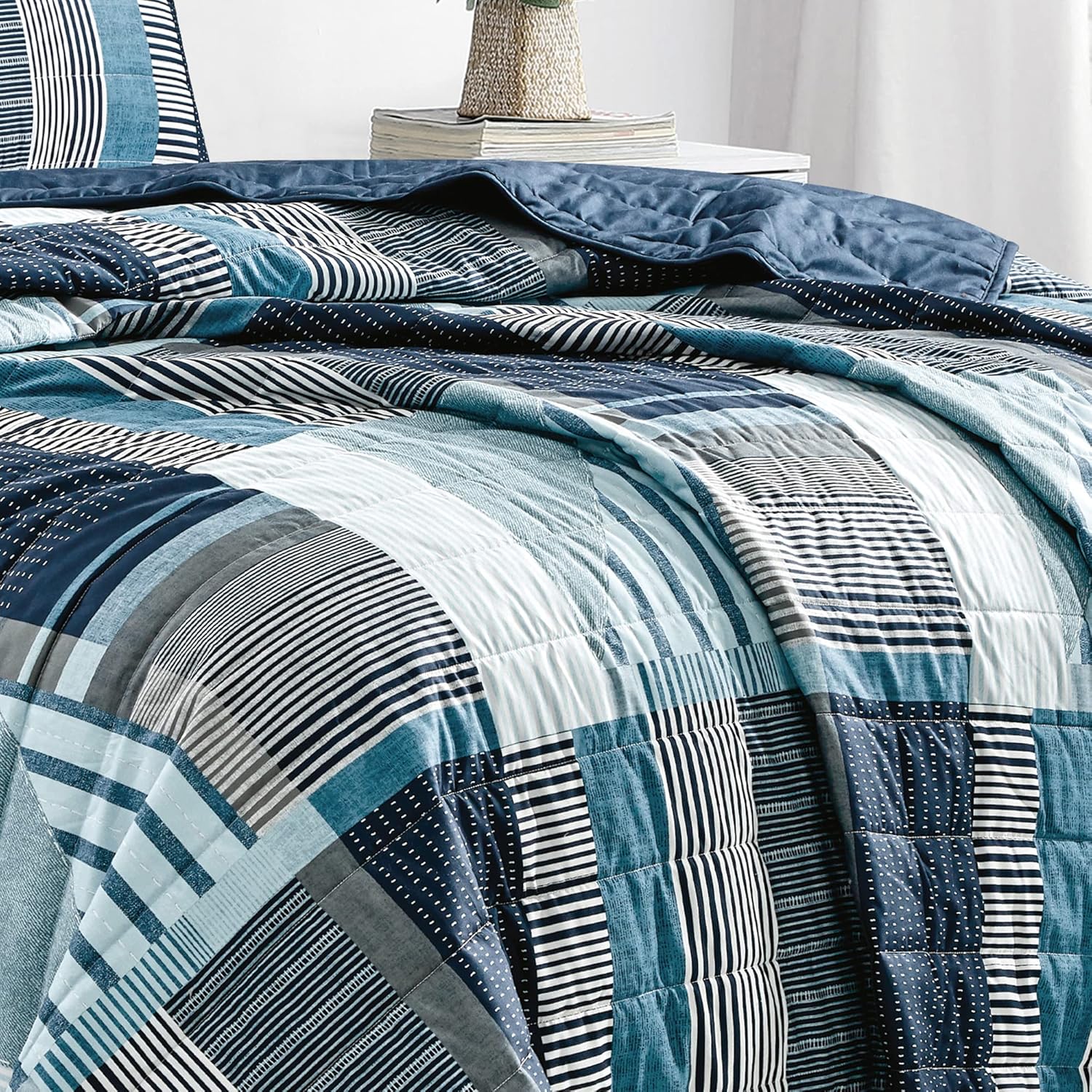 ESCA 3-Piece Reversible Checker Quilt Set Queen Size