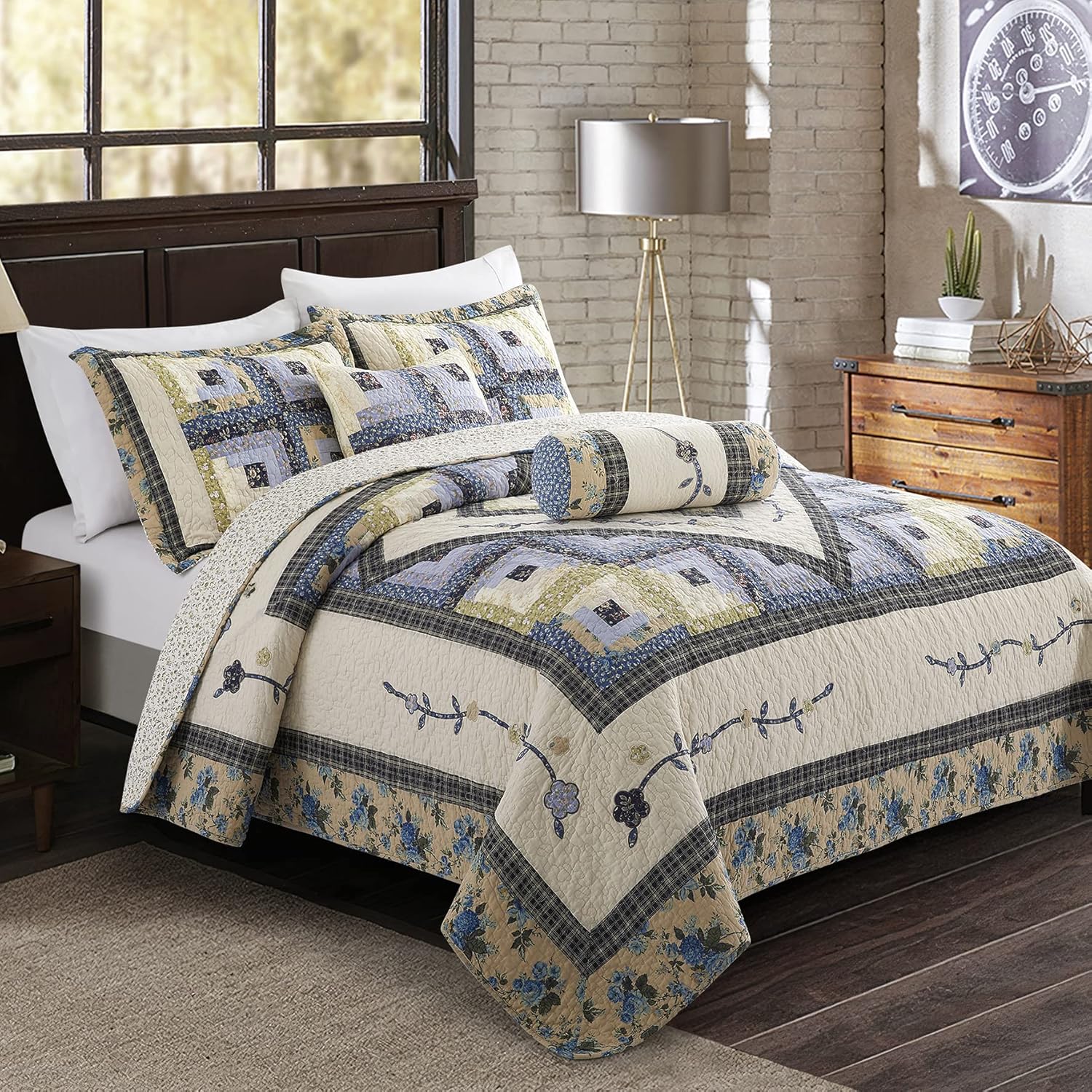 LIRISDOM 3-Piece California King Quilt Set 100 Cotton
