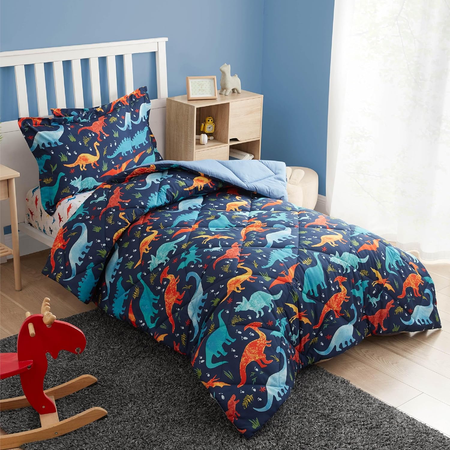 PPOLCA Queen Dinosaur Kids Comforter Set - 3 Pieces Super Soft and Lightweight