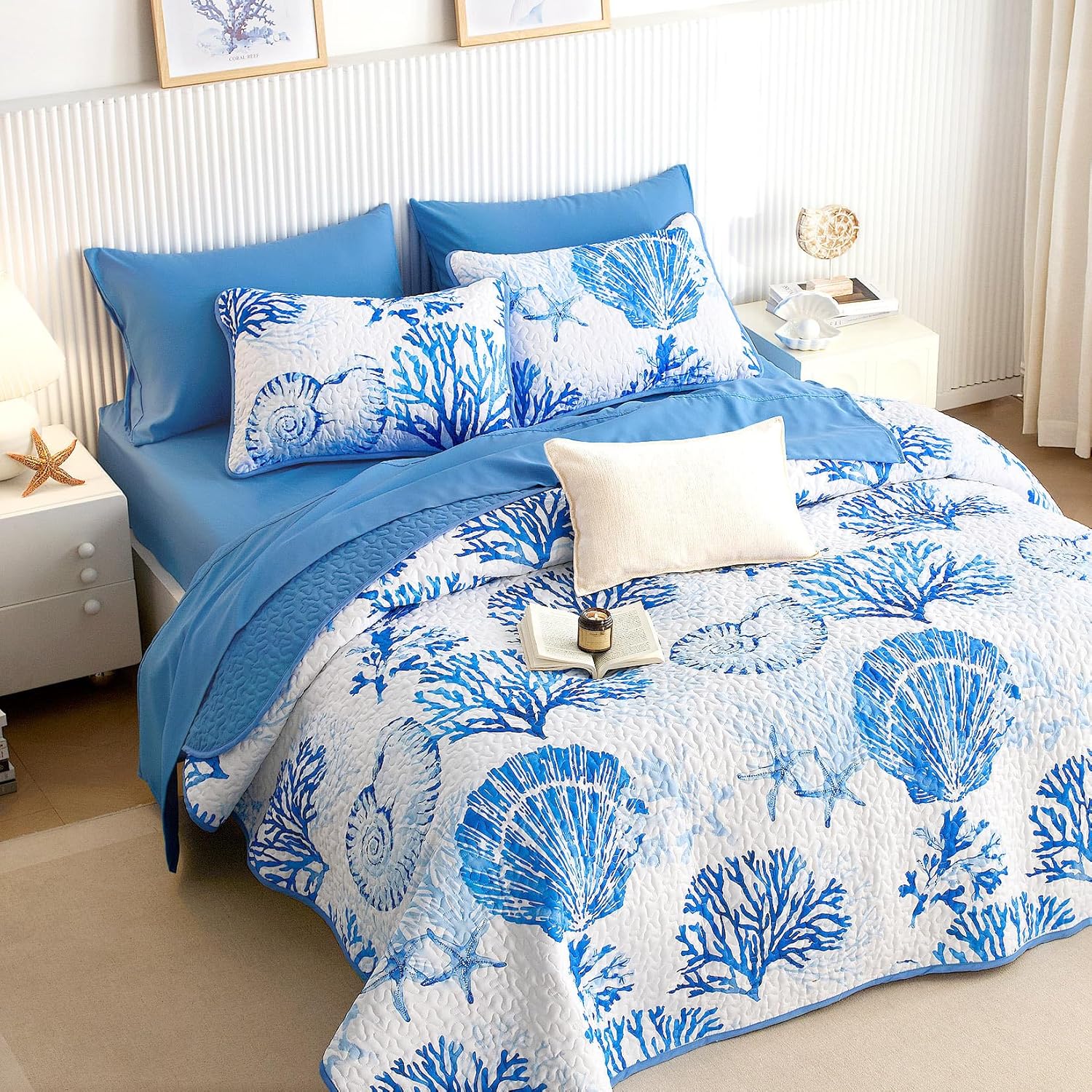 Wake In Cloud Coastal Quilt Set Nautical Themed 3 Piece TwinTwin XL