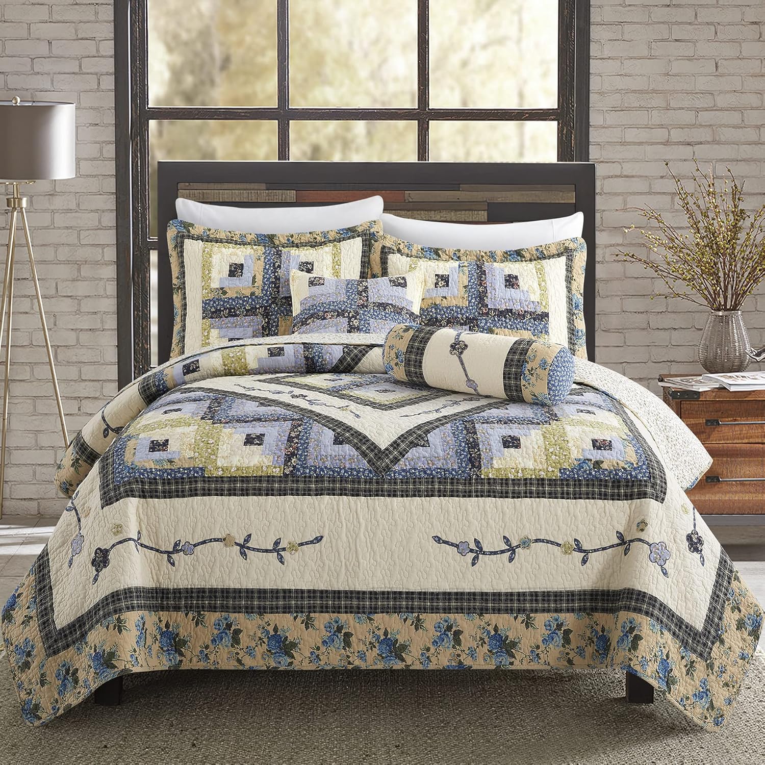 LIRISDOM 3-Piece California King Quilt Set 100 Cotton