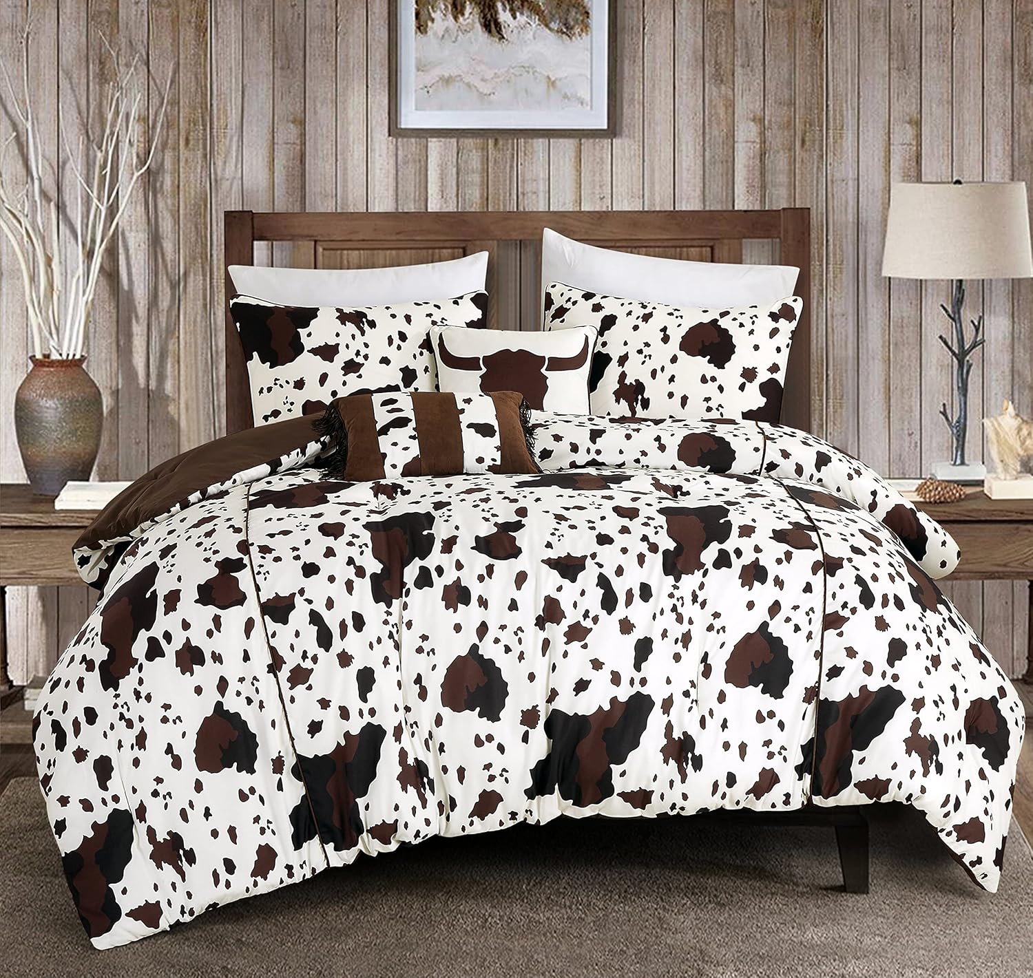 Linen Mart Rustic Cowhide Comforter Set Twin