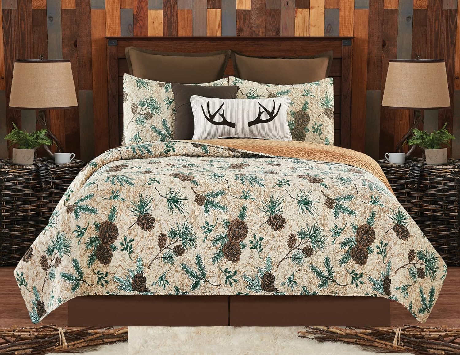 CF Home Rustic Pinecone Quilt Set 3 Piece