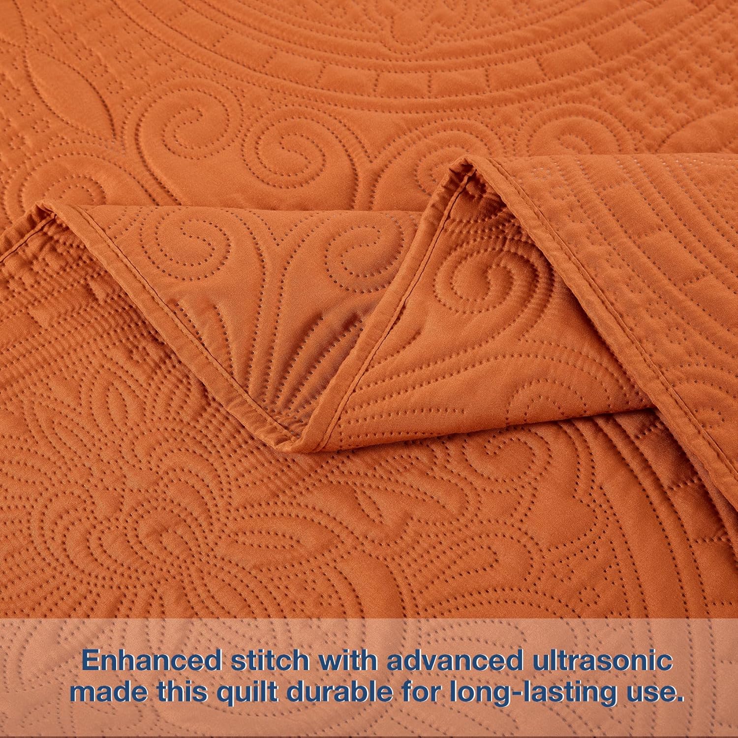 Anluoer Quilt Set Burnt Orange Embossed