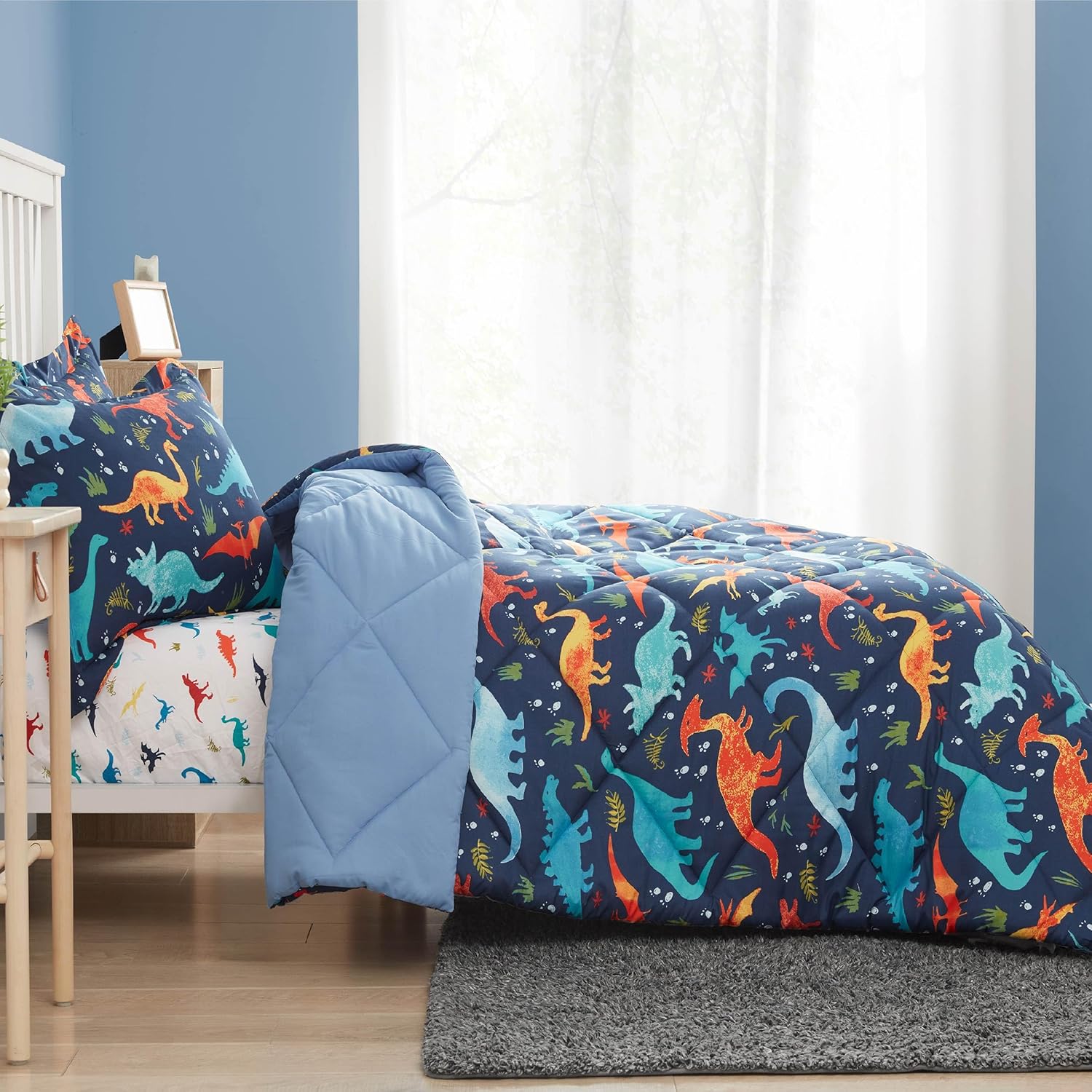 PPOLCA Queen Dinosaur Kids Comforter Set - 3 Pieces Super Soft and Lightweight