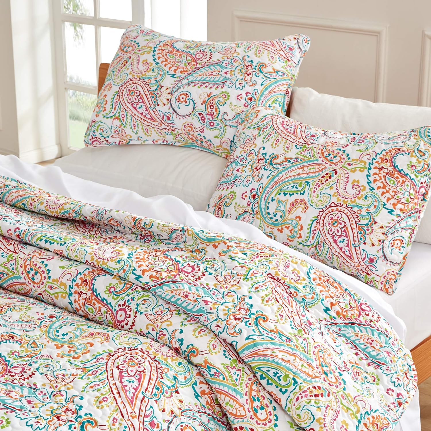 Sleep Zone 3-Piece Printed Quilt Set - Full Queen Size