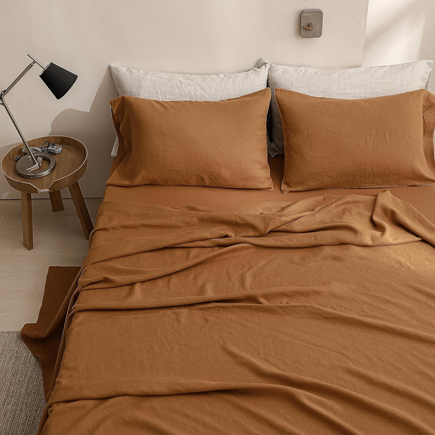 SimpleOpulence 100 Linen Sheet Set - California King Rust