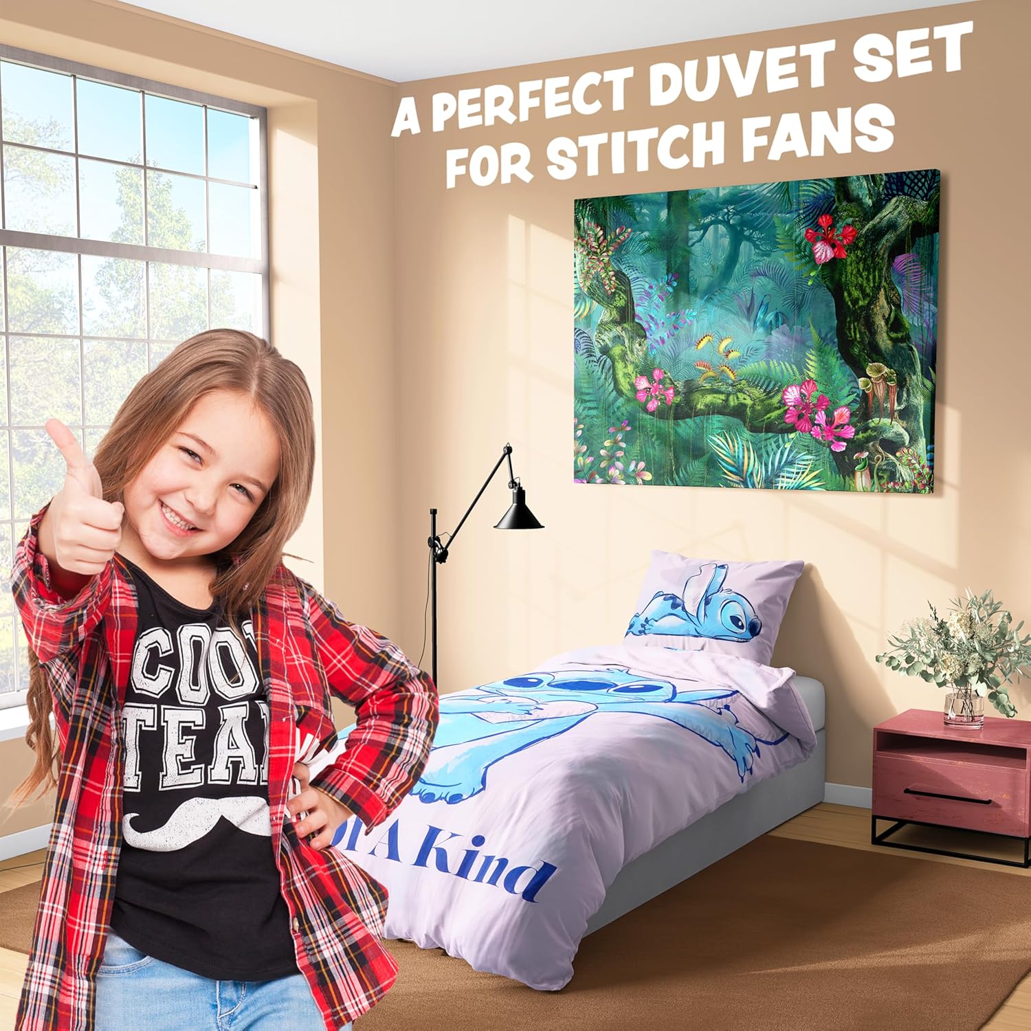 Disney Stitch Duvet Cover and Pillowcase Set - Pink