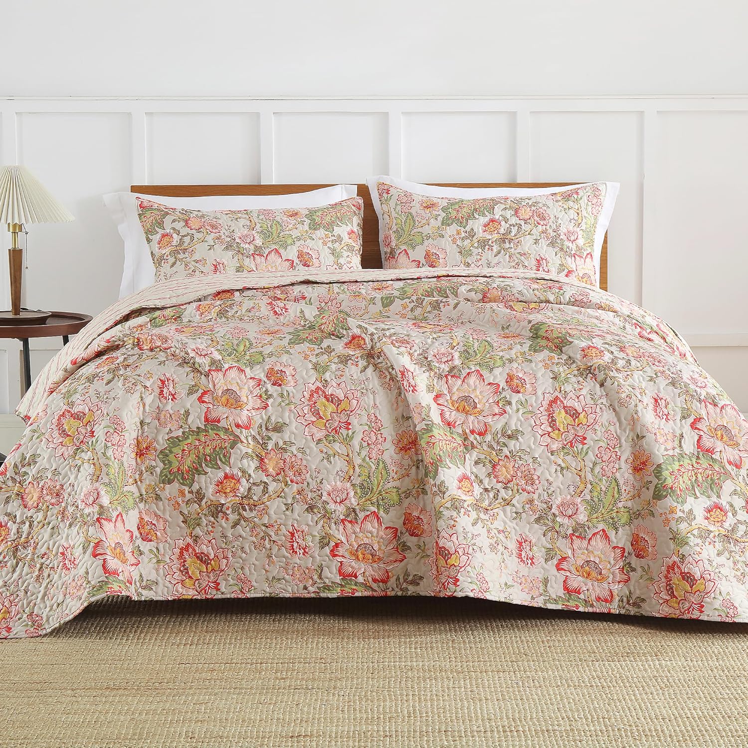 King Size Quilt Set Green Bedding 3 Piece