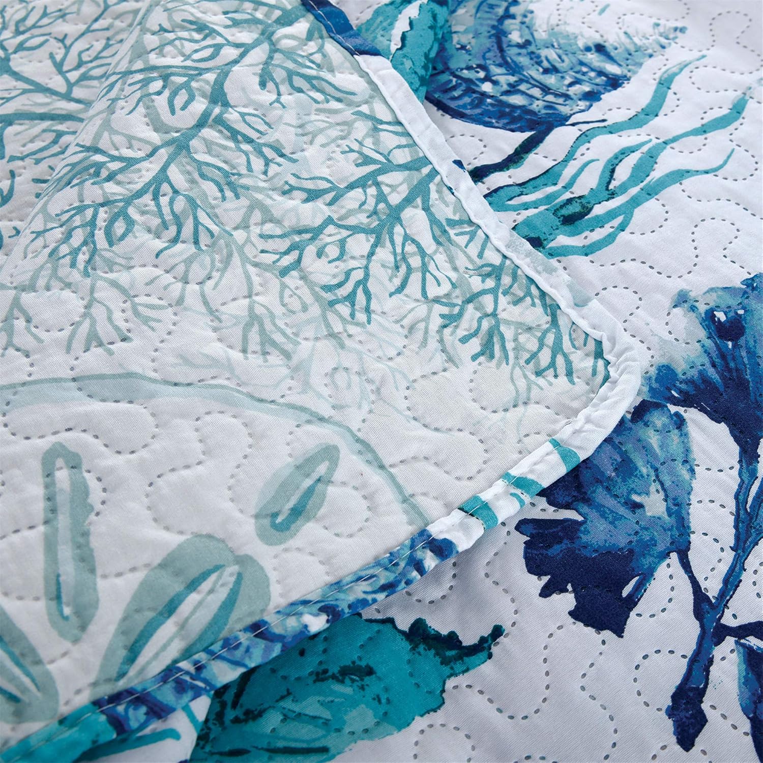 Coastal Bedding Set Queen Reversible Quilts Coverlet