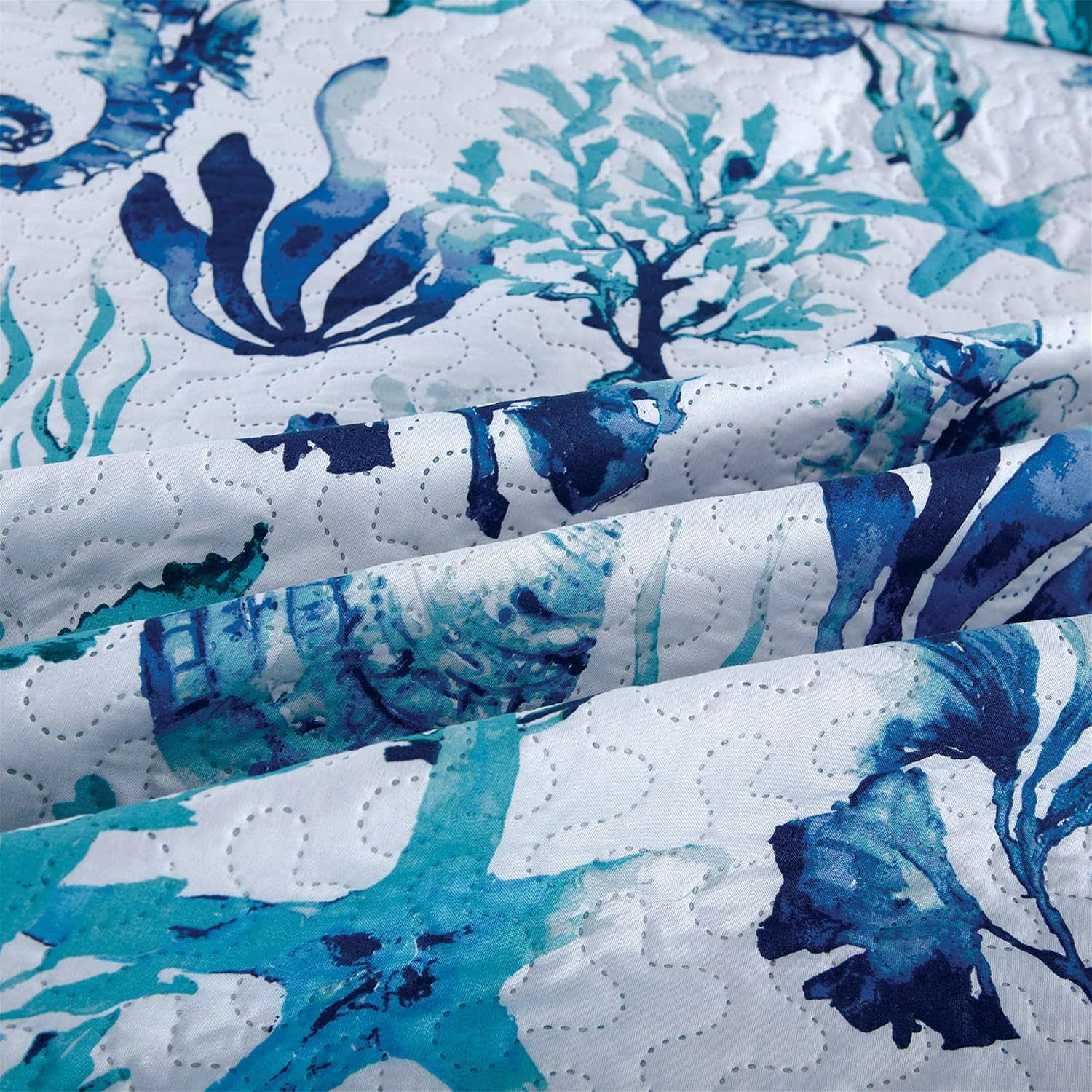 Coastal Bedding Set Queen Reversible Quilts Coverlet