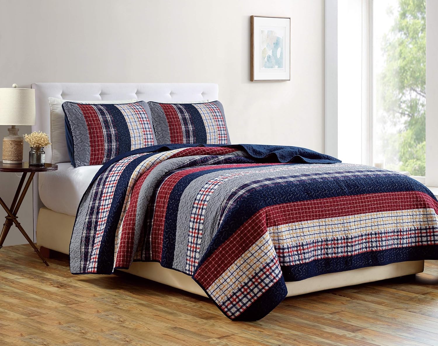 Chezmoi Collection Reversible Quilt Set Twin 3-Piece