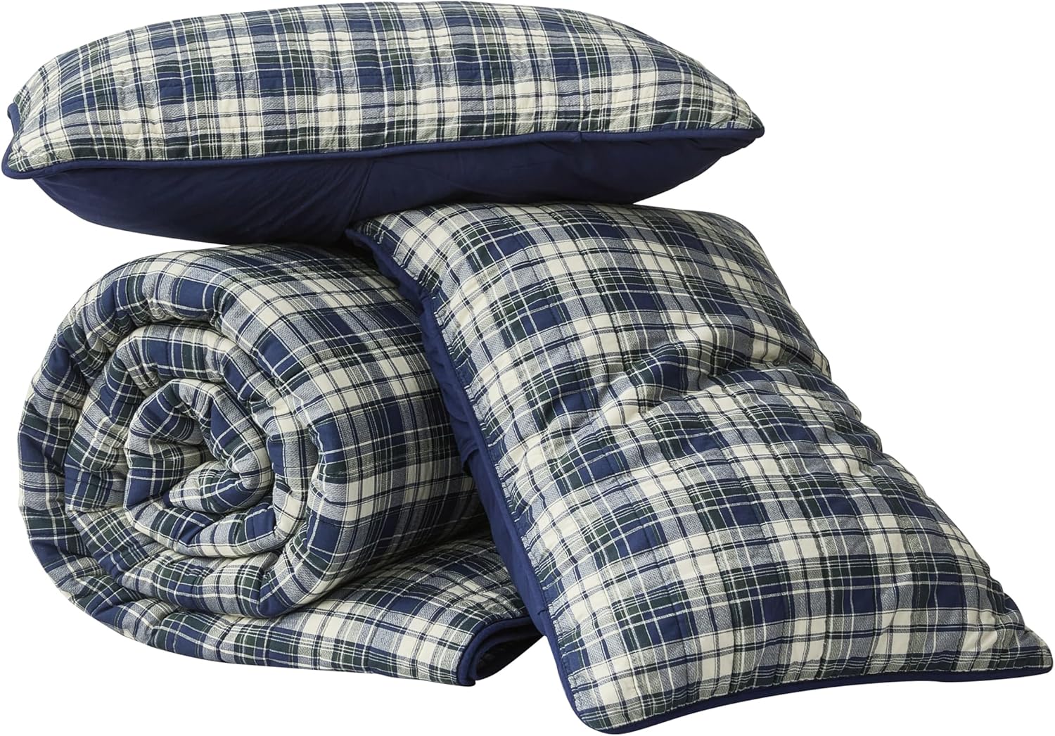 Chezmoi Collection Chad 3-Piece Plaid Quilt Set