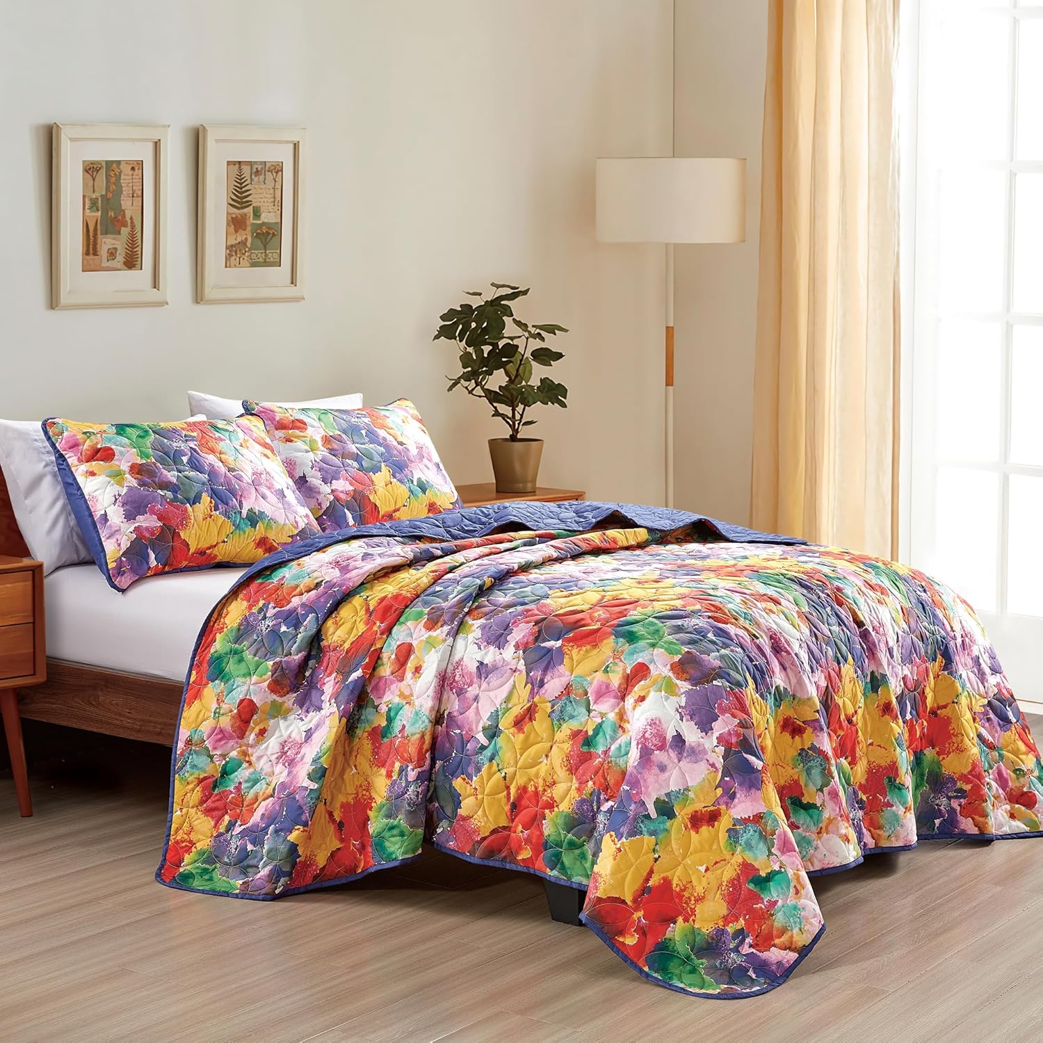 ESCA Reversible Floral Quilt Set Queen Size