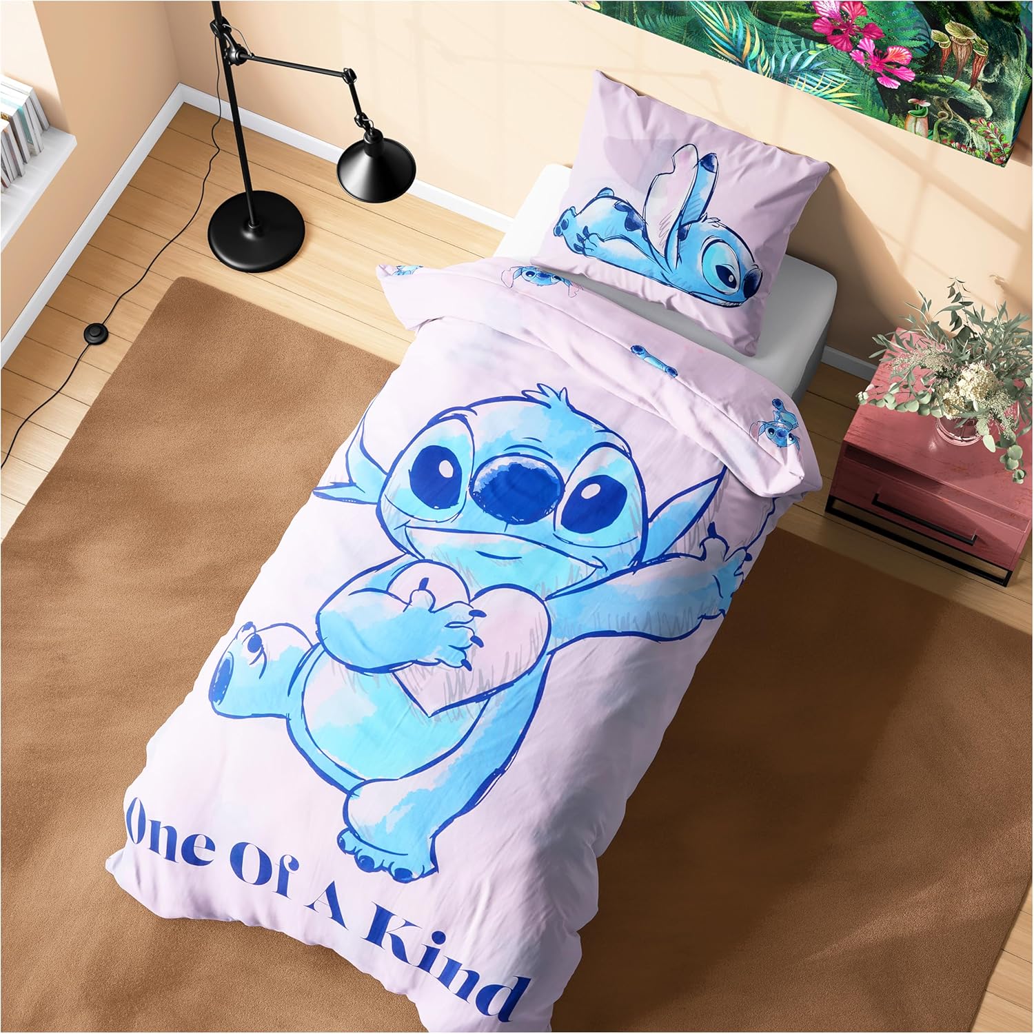 Disney Stitch Duvet Cover and Pillowcase Set - Pink