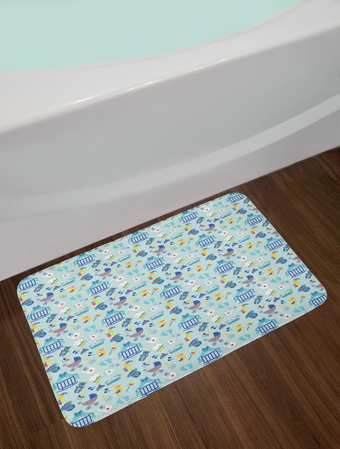 Ambesonne Cartoon Bath Mat with Non Slip Backing