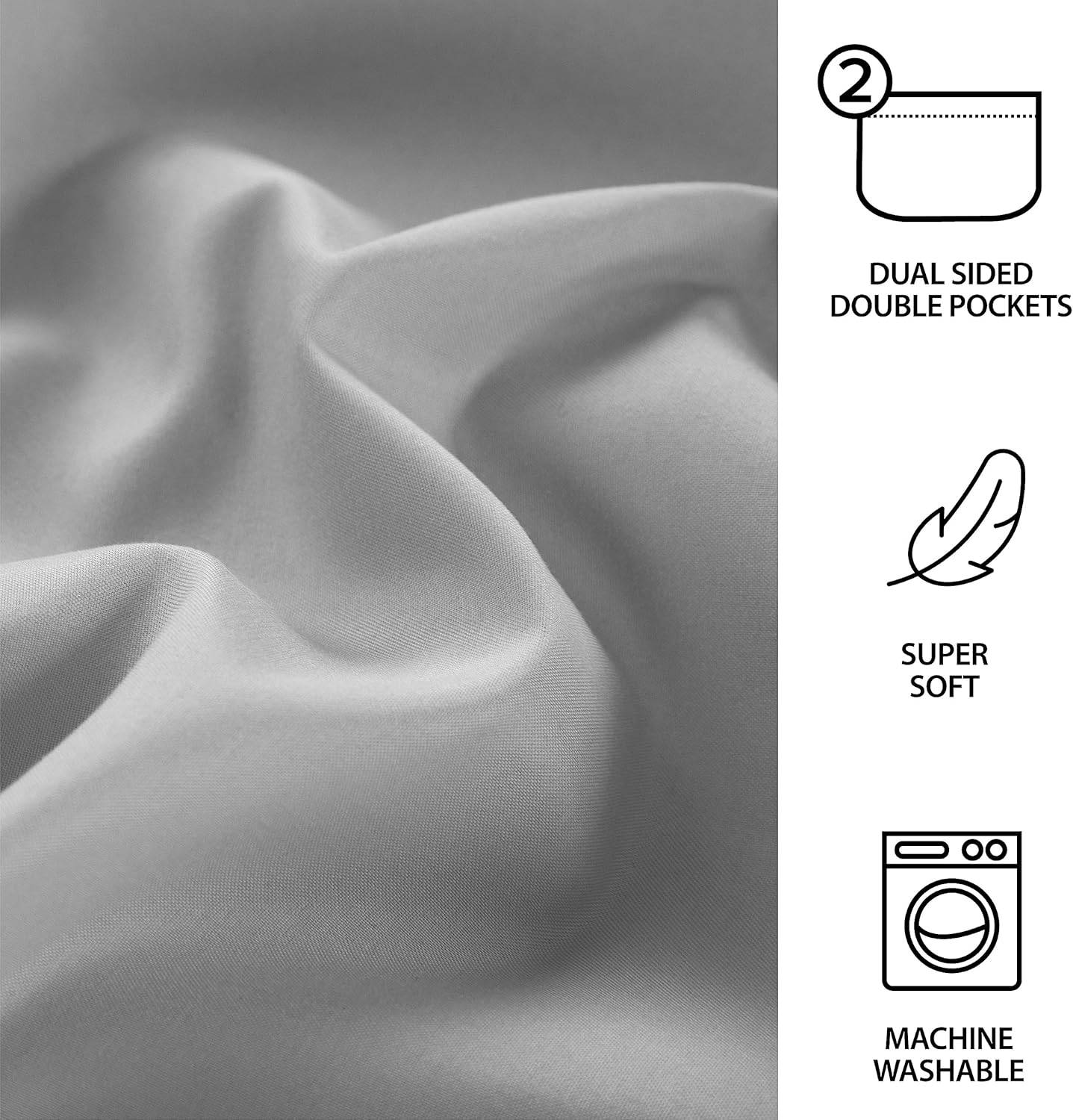 3 Piece Twin XL Sheet Set with Tech Pockets - Grey
