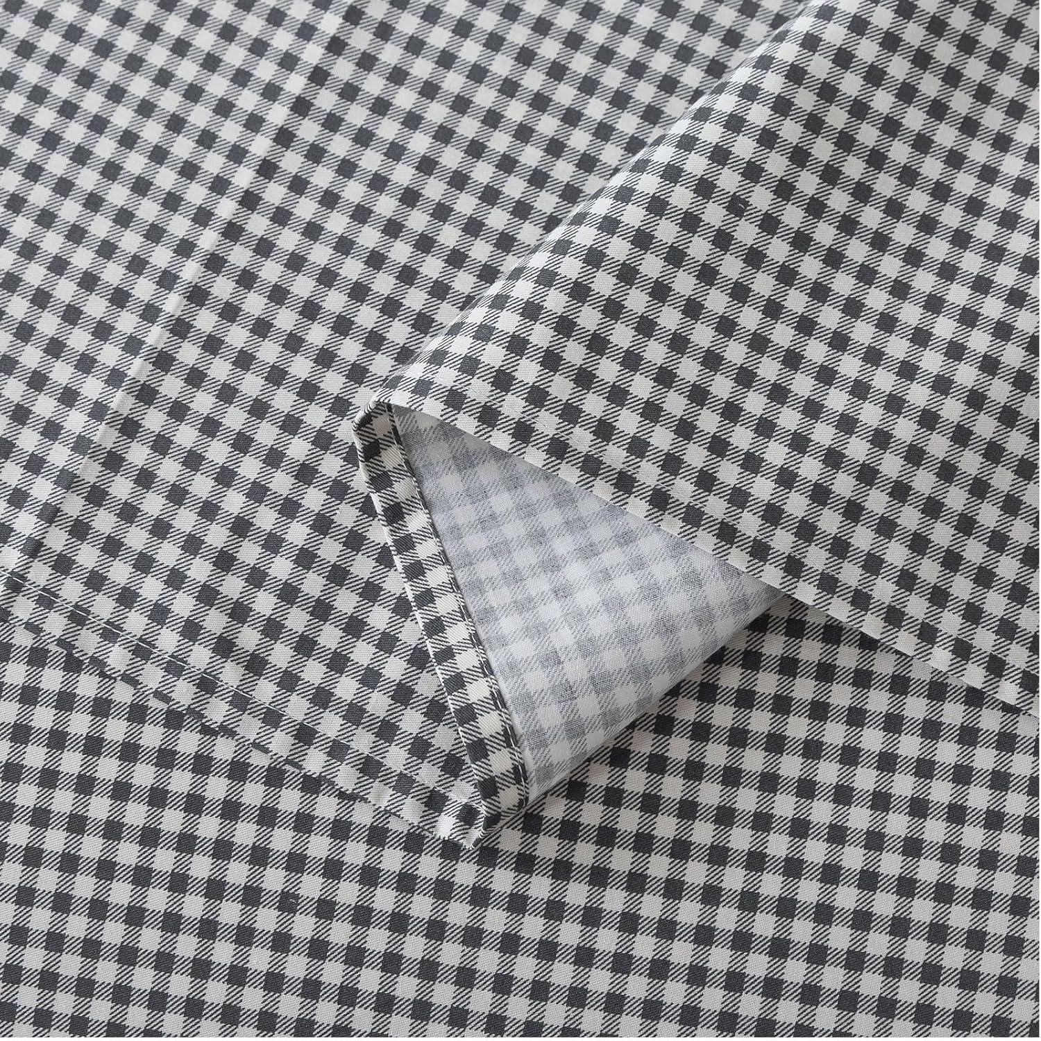 FADFAY Cal King Black Plaid 100 Cotton Sheet Set