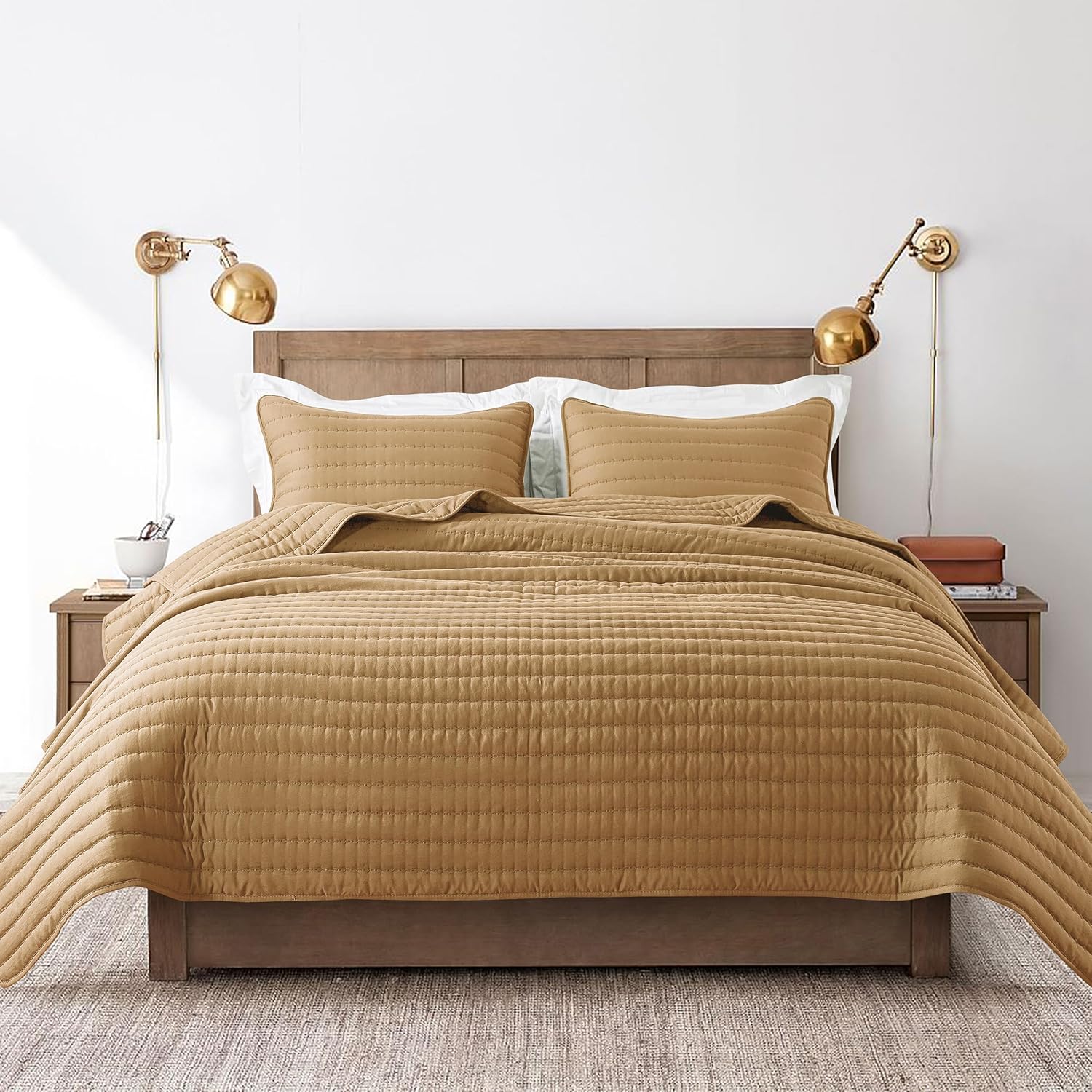 ROARINGWILD Pumpkin Yellow Twin Quilt Set with Pillow Sham 1