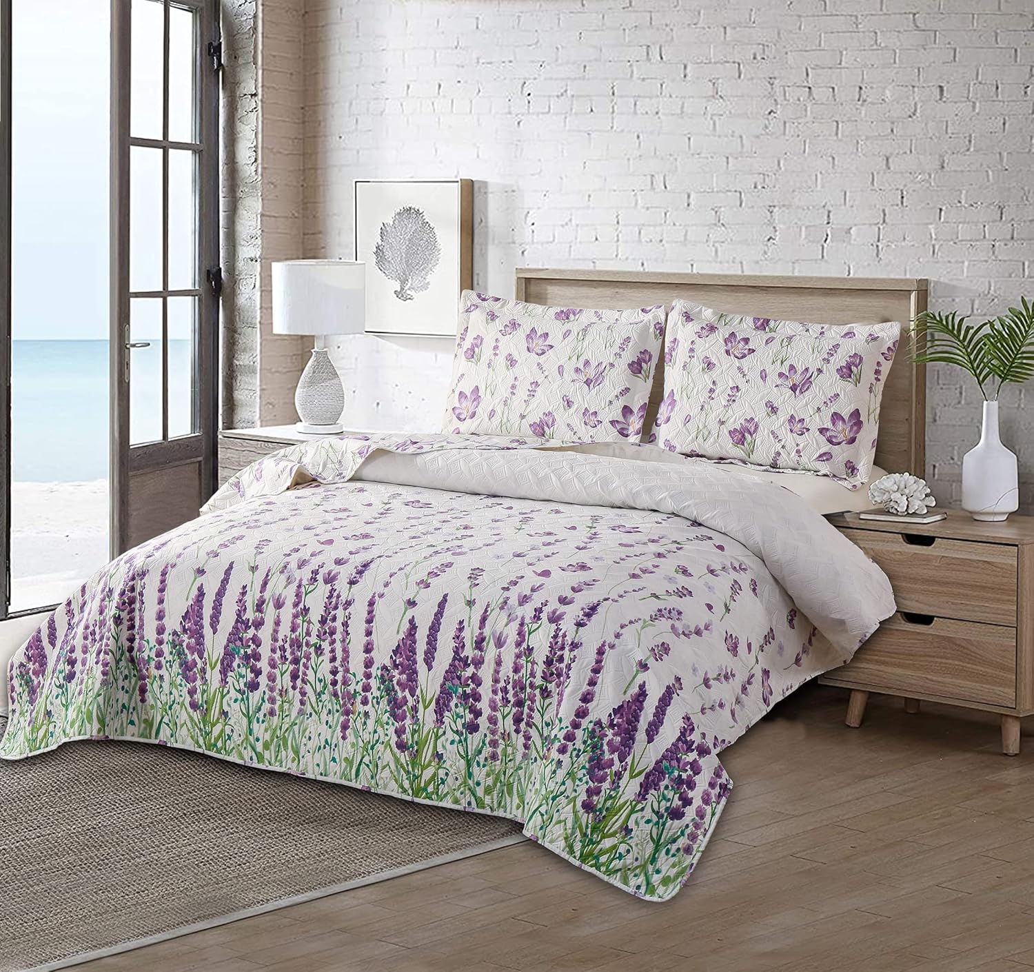 ARL HOME Queen Size Floral Quilt Set Reversible