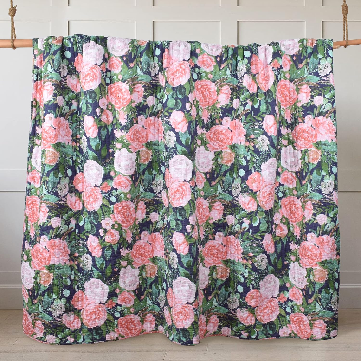 King Quilt Set 3-Piece Reversible Cotton Bedspread with Shams