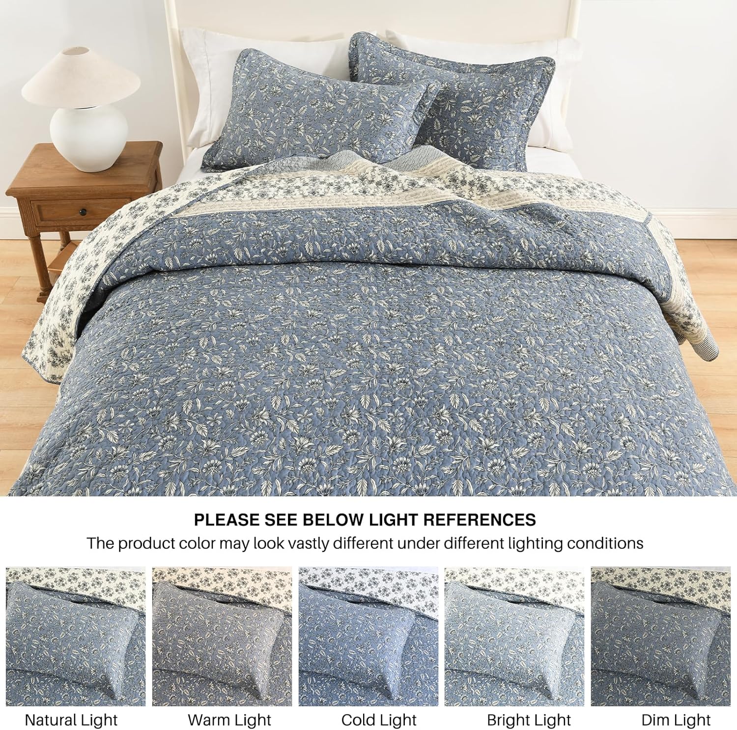 DDUOXIN Oversized King Bedspread Set - 128x120 Grayish BlueBeige