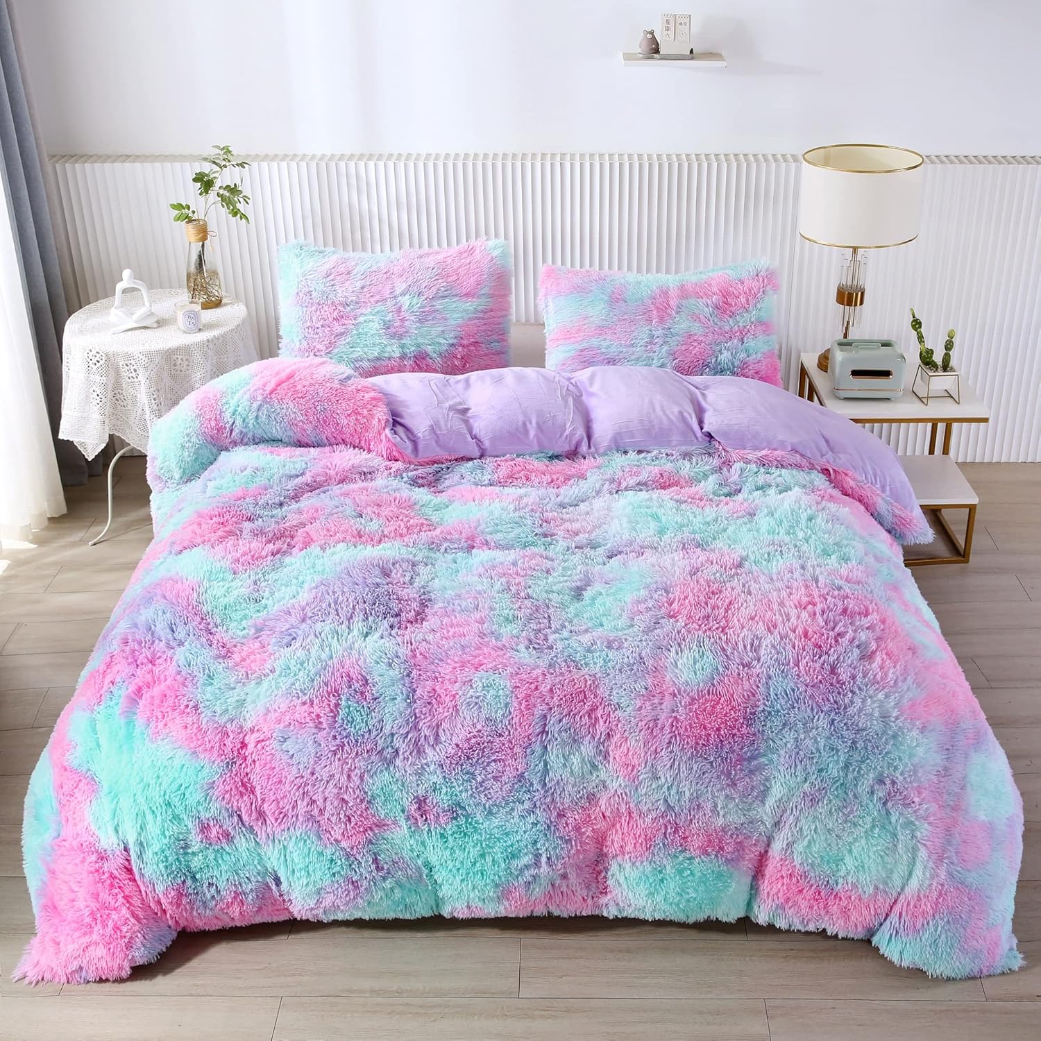 RYNGHIPY Purple Tie Dye Duvet Cover Set Twin Size 1