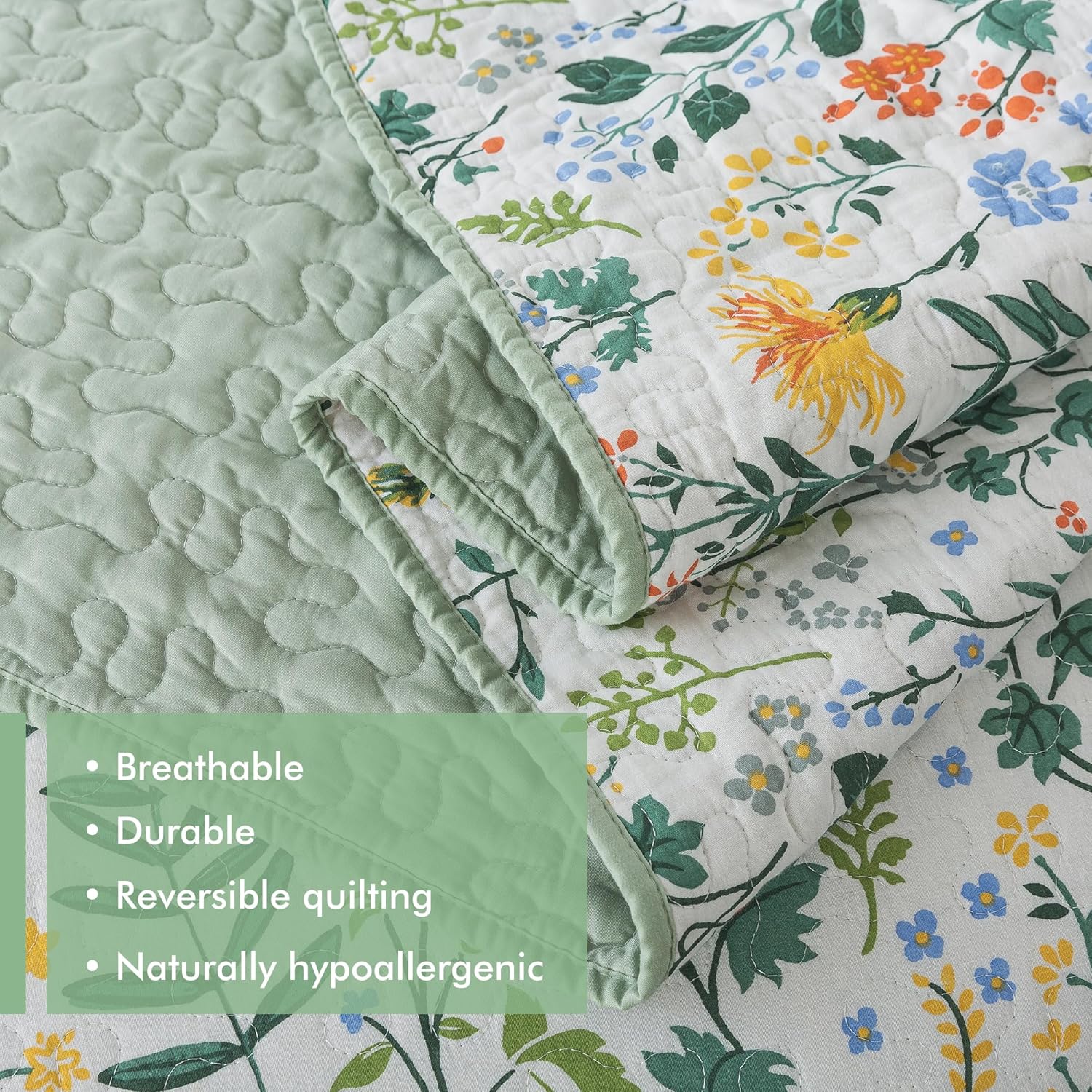 Etwel Queen Quilt Bedding Set Soft Reversible Cotton Bedspread with 2 Pillow Shams