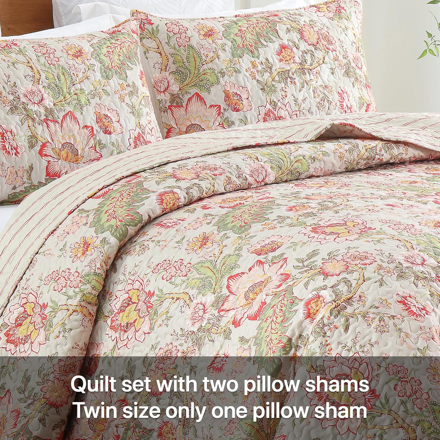 King Size Quilt Set Green Bedding 3 Piece