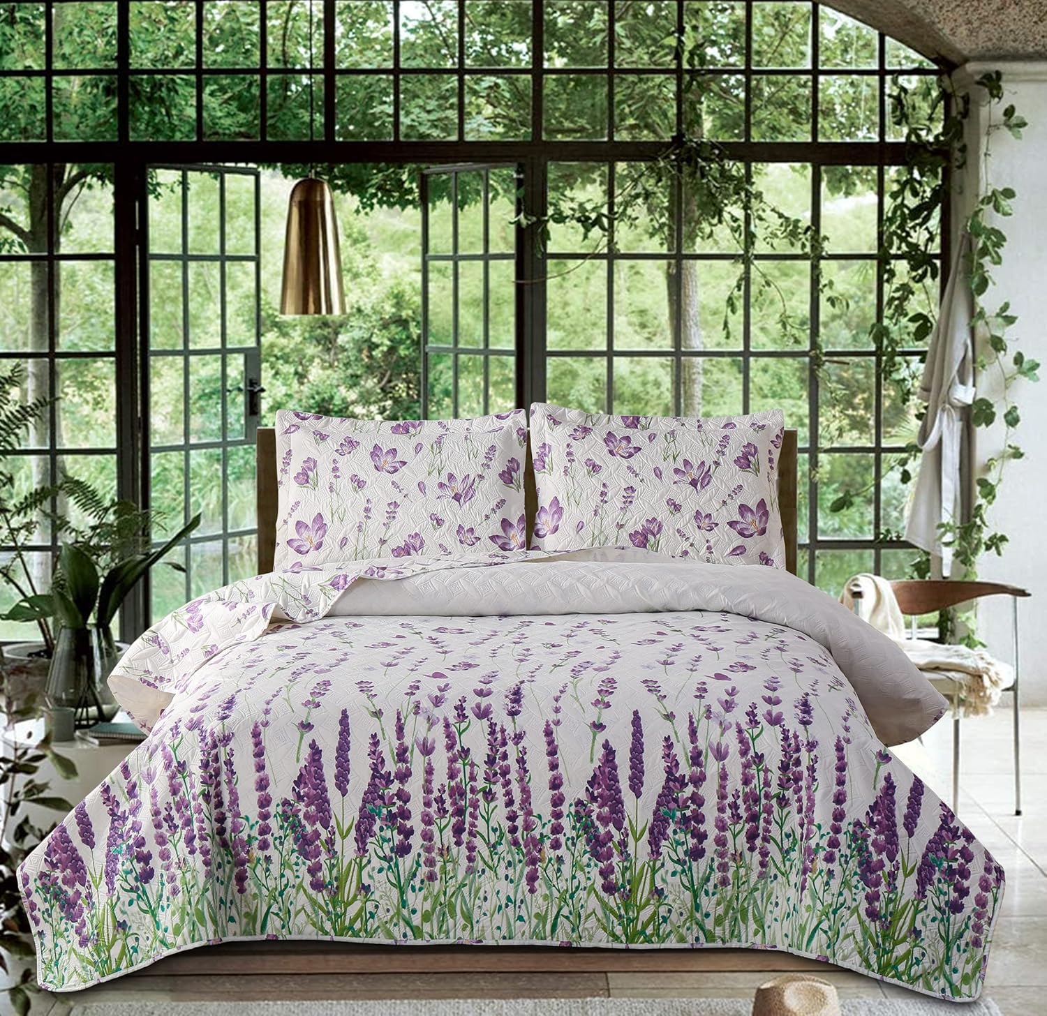 ARL HOME Queen Size Floral Quilt Set Reversible