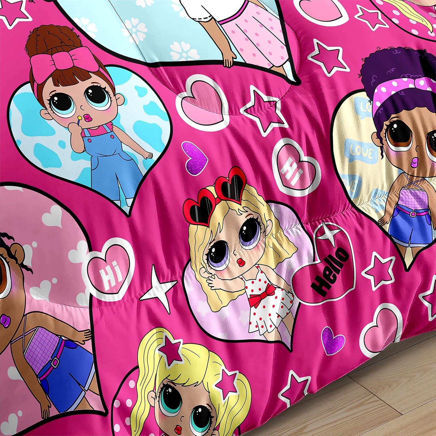 Black Girl Comforter Set with Pink Pillowcase