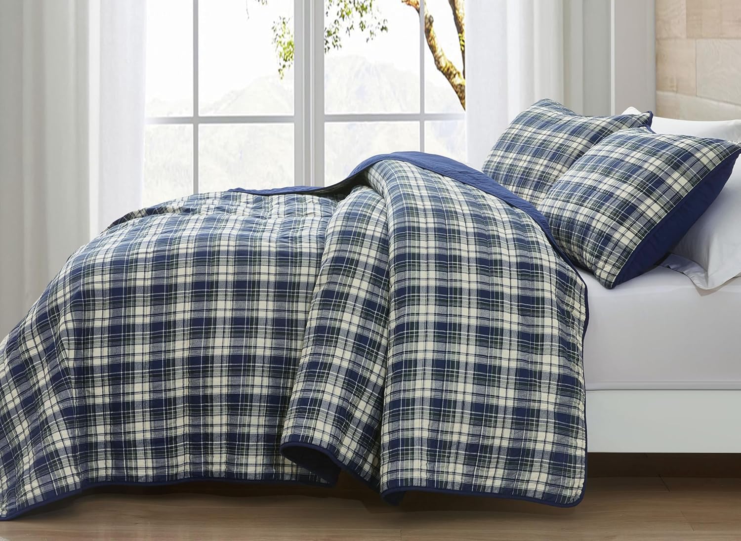 Chezmoi Collection Chad 3-Piece Plaid Quilt Set