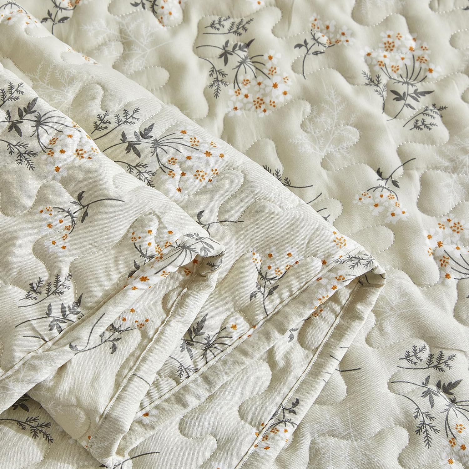 EAVD Boho Floral Queen Quilt Set with 2 Pillow Shams