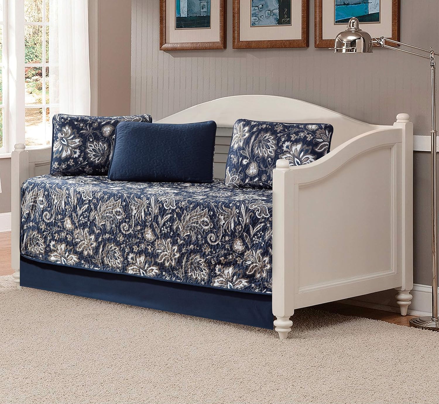 Better Home Style 5 Piece Daybed Quilt Set Navy Blue