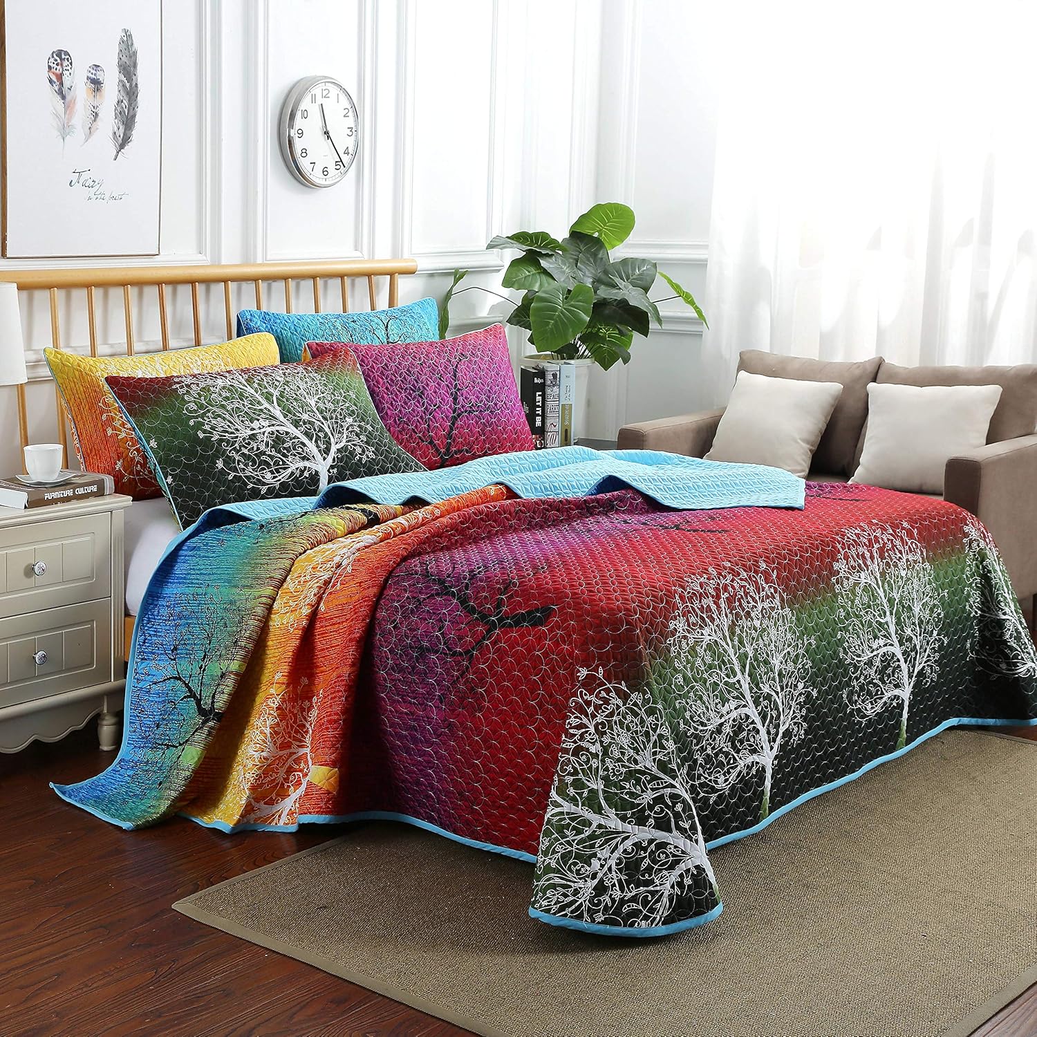 Swanson Beddings Rainbow Tree Quilt Set Queen 1