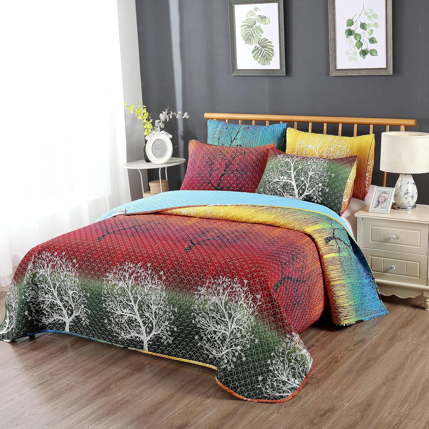 Swanson Beddings Rainbow Tree Quilt Set Queen 1