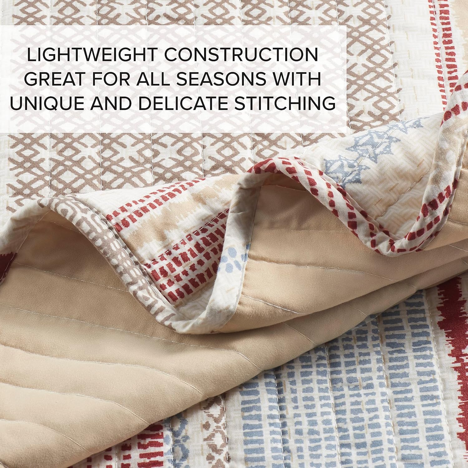 Lucky Brand 3-Piece Twin Quilt Set with Modern Stripes