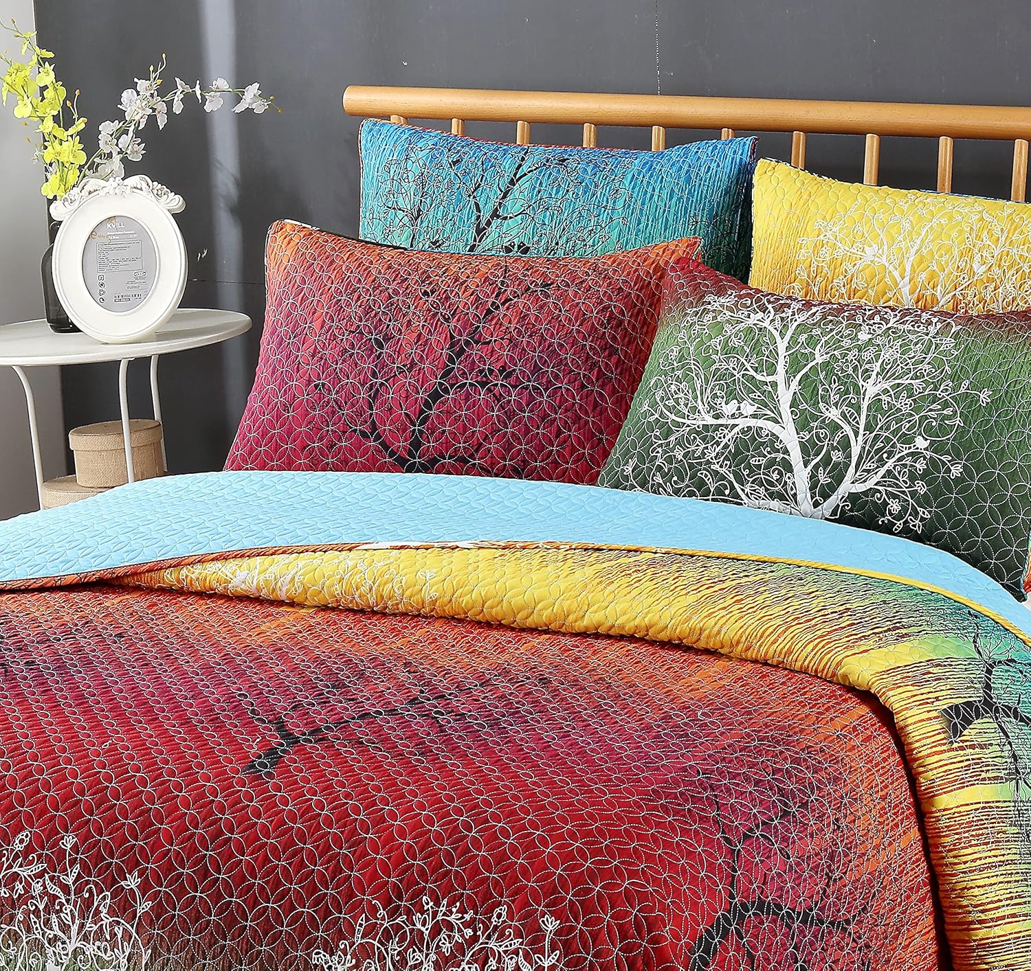 Swanson Beddings Rainbow Tree 5 Piece Quilt Set Queen