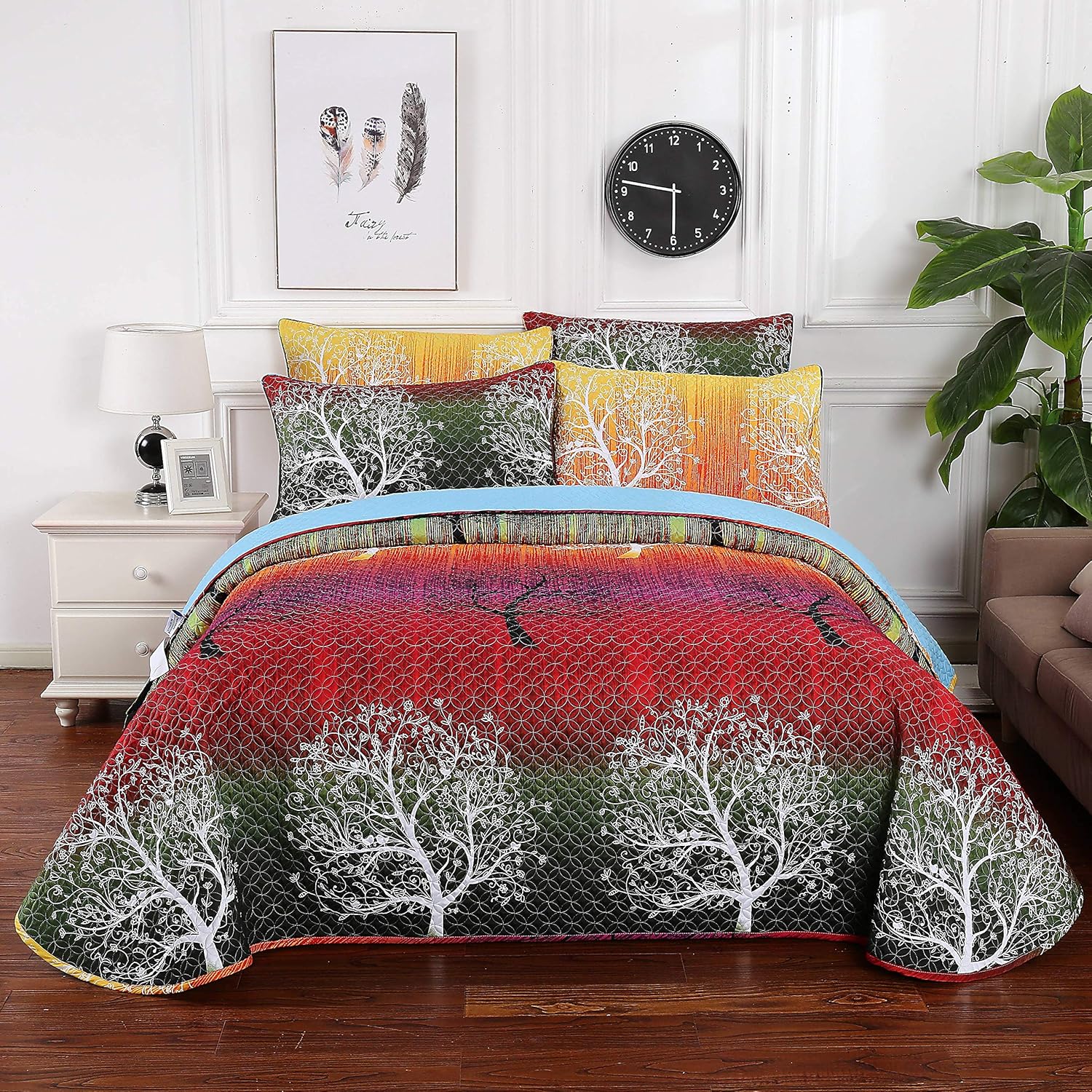 Swanson Beddings Rainbow Tree Quilt Set Queen 1