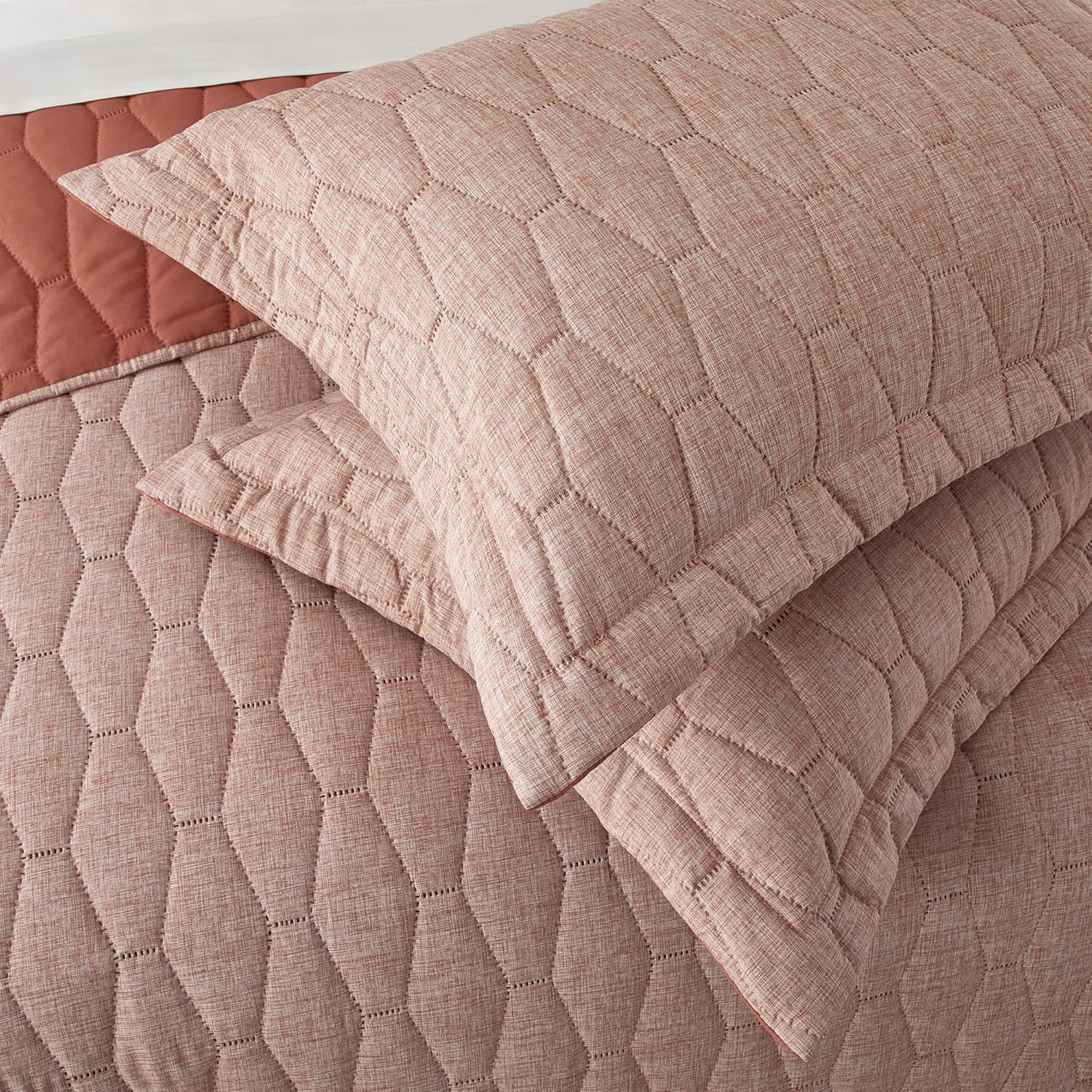 Chic Home Nyla 3 Piece King Size Quilt Set - Brick Red